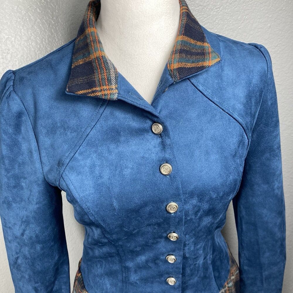 Womens Plaid Maxi Dress XS Faux Suede Pockets Western Prairie Retail $170 Oyrosy - Picture 5 of 16